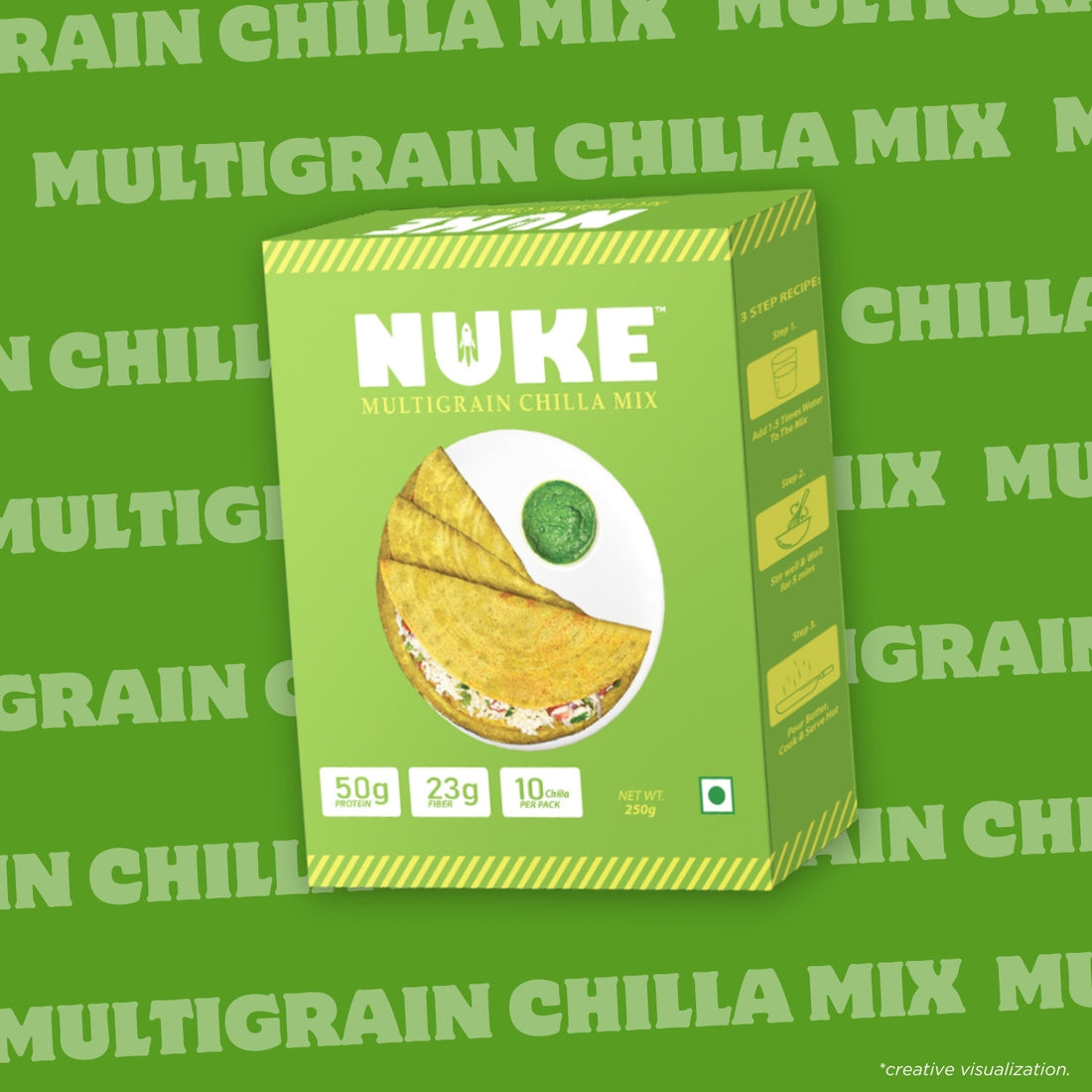 NUKE Multigrain Chilla Mix | 50g Protein | 23g Fiber | 10 Chilla Per Pack