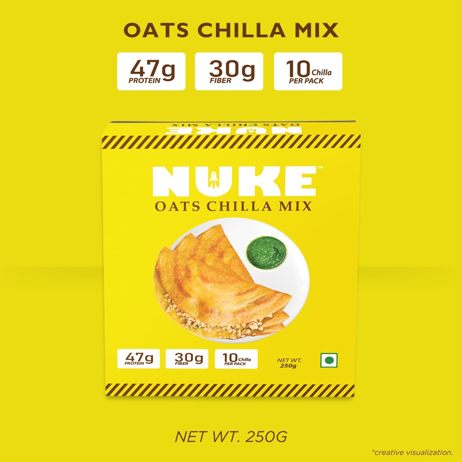 NUKE Oats Chilla Mix | 47g Protein | 30g Fiber | 10 Chilla Per Pack