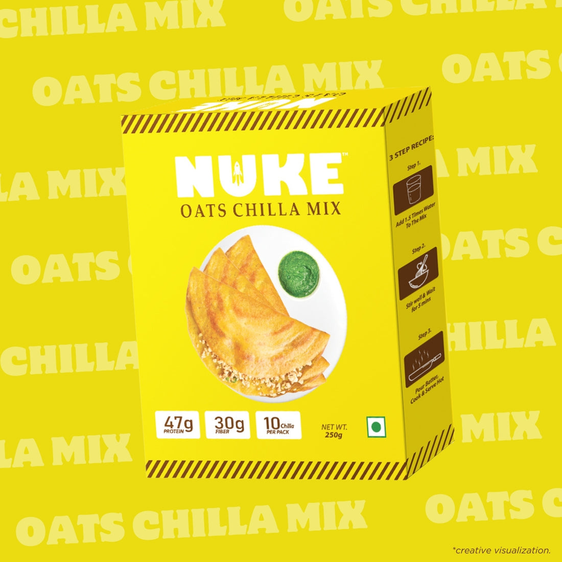 NUKE Oats Chilla Mix | 47g Protein | 30g Fiber | 10 Chilla Per Pack
