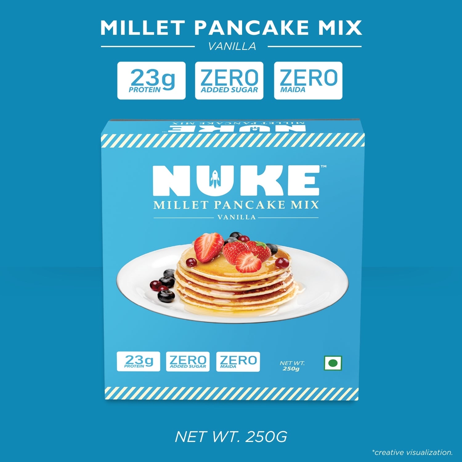 NUKE Millet Vanilla Pancake Mix | 23g Protein | Zero Added Sugar | Zero Maida
