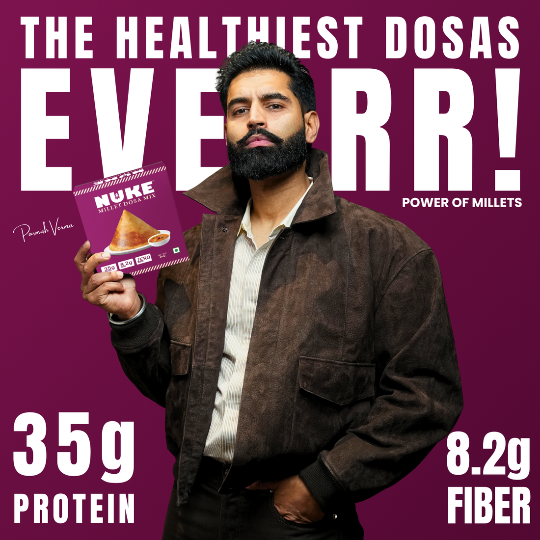 NUKE Millet Dosa Mix | 35g Protein | 8.2g Fiber | Zero Sugar
