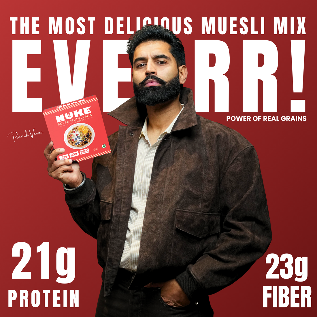 NUKE Super Orange & Berries Muesli Mix | 21g Protein | 23g Fiber | Zero Refined Sugar