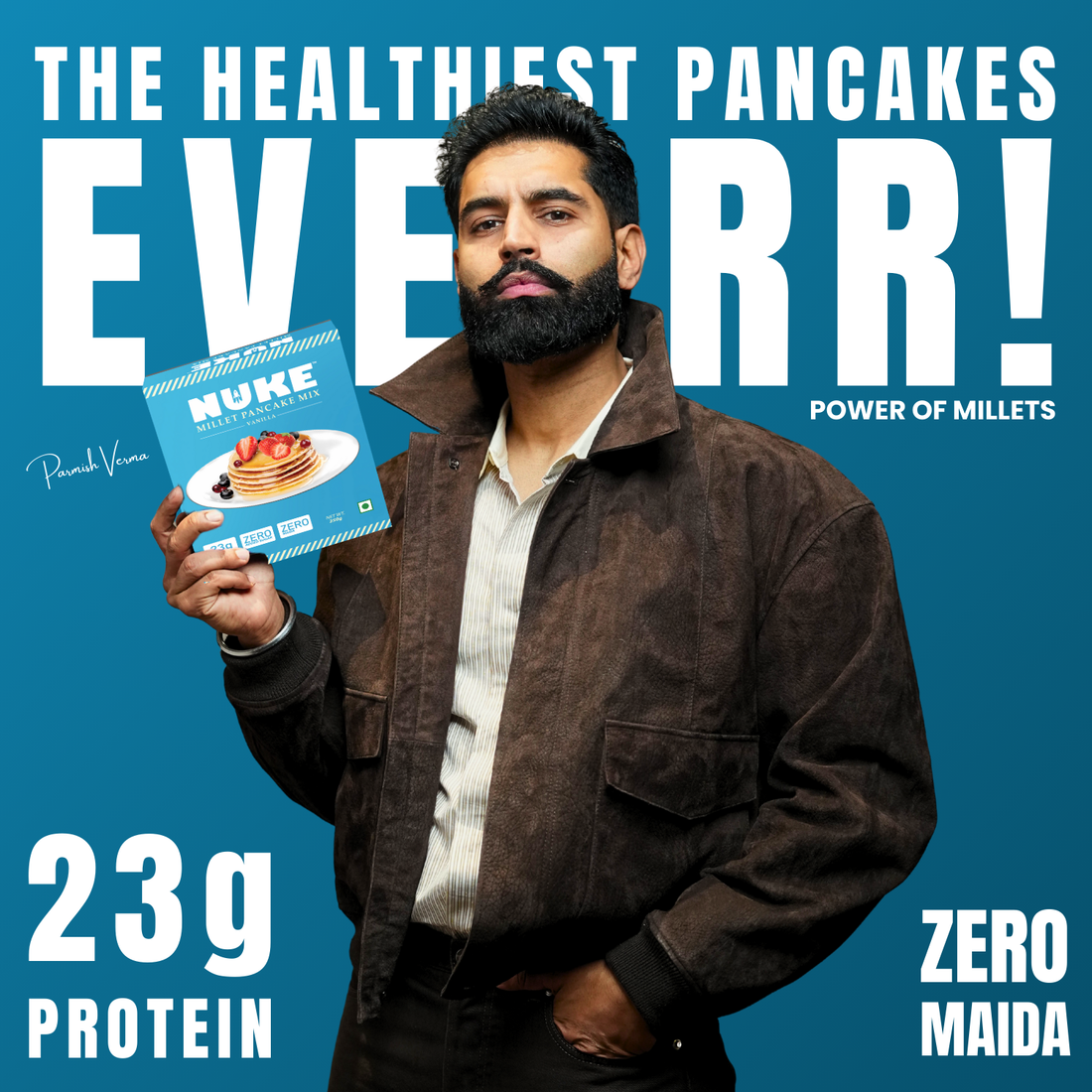 NUKE Millet Vanilla Pancake Mix | 23g Protein | Zero Added Sugar | Zero Maida